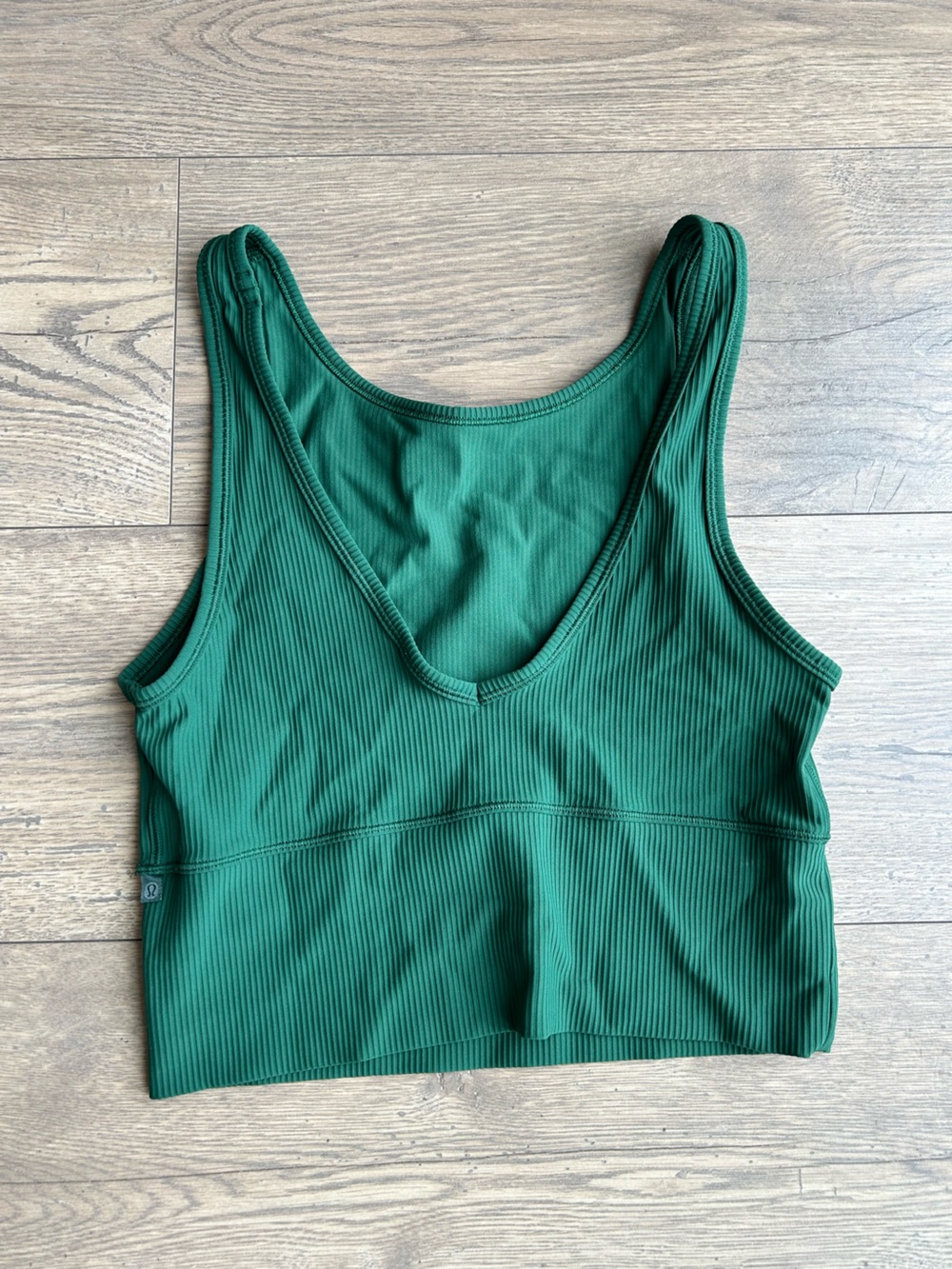 Lululemon Green Ribbed V-Neck Crop Tank